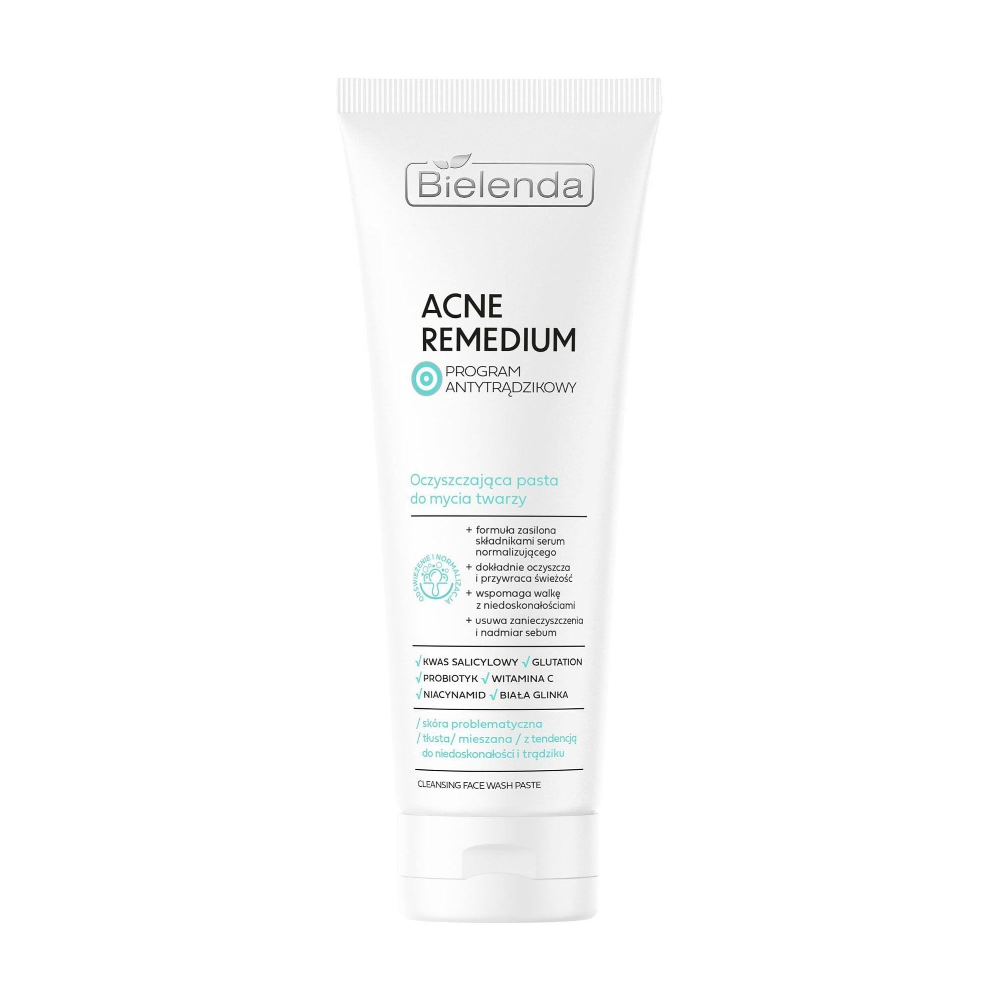 Уцінка! Очищувальна паста для вмивання Bielenda Acne Remedium Cleansing Face Wash Paste, 130 г